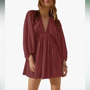 Casual float dress- small in brick red